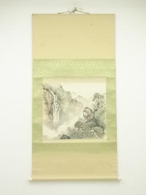 小森青雨筆　「山荘自楽」肉筆絹本掛軸（共箱）